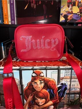 Juicy Couture Red Rhinestone Logo Crossbody Bag